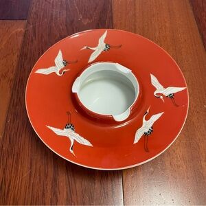 Vintage Noritake Japan Porcelain Vase Ashtray Flying Cranes Artsy Asian Ikebana